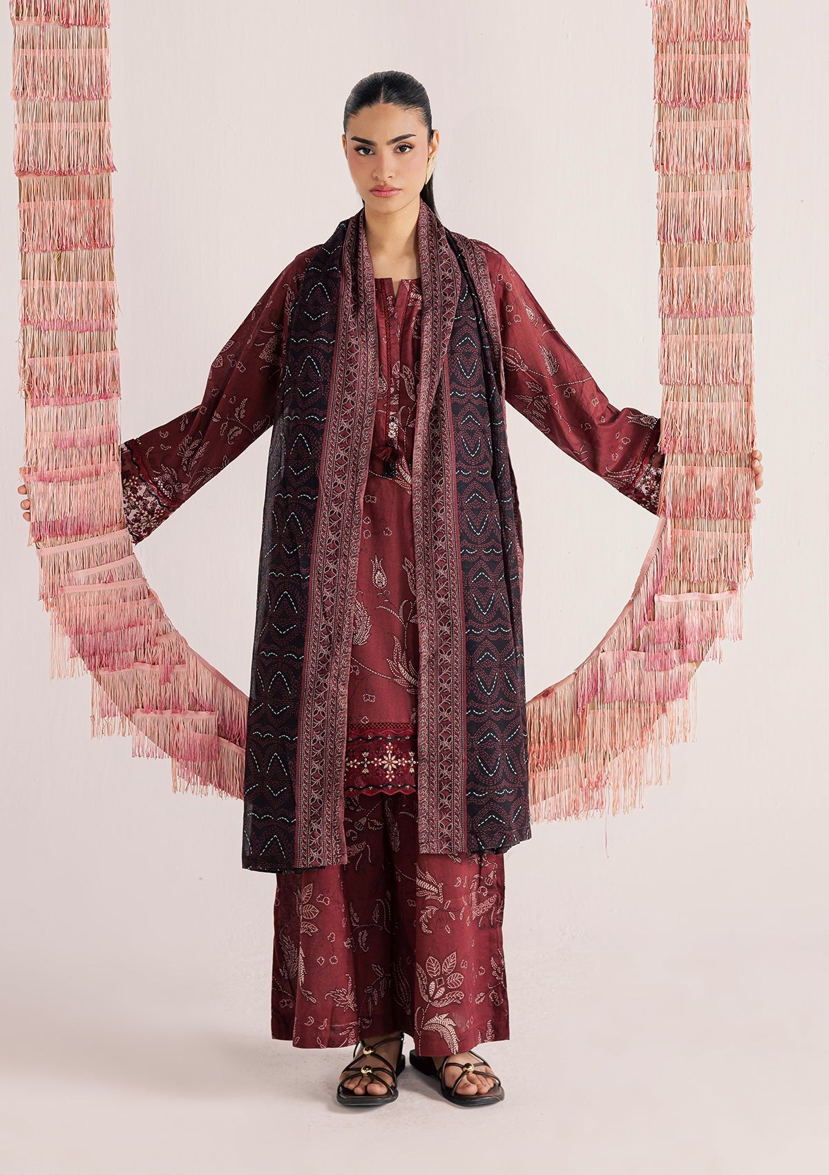 PRINTED EMBROIDERED LAWN BT006852-MRN