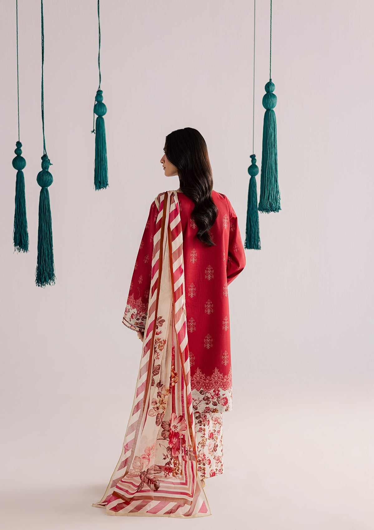 PRINTED EMBROIDERED LAWN BT006860-RED