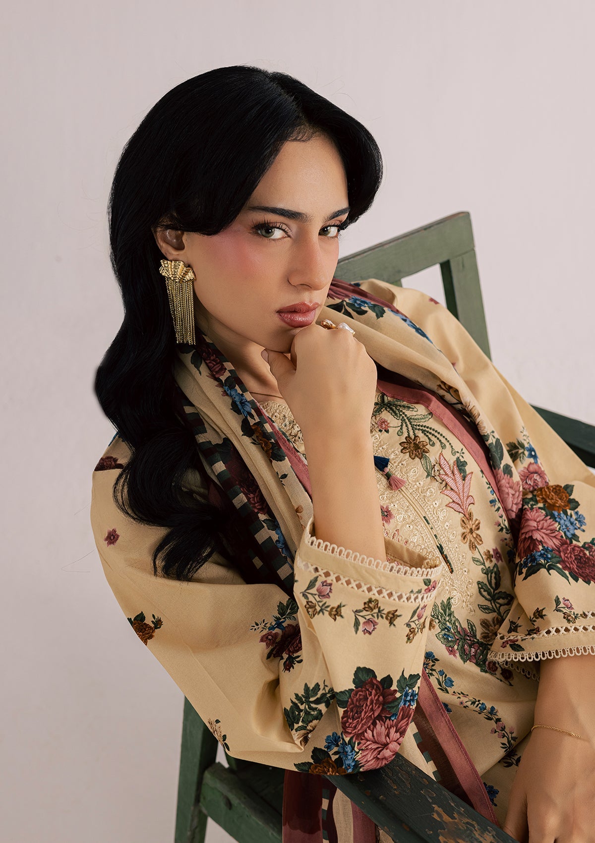 PRINTED EMBROIDERED LAWN BT006860-KHK