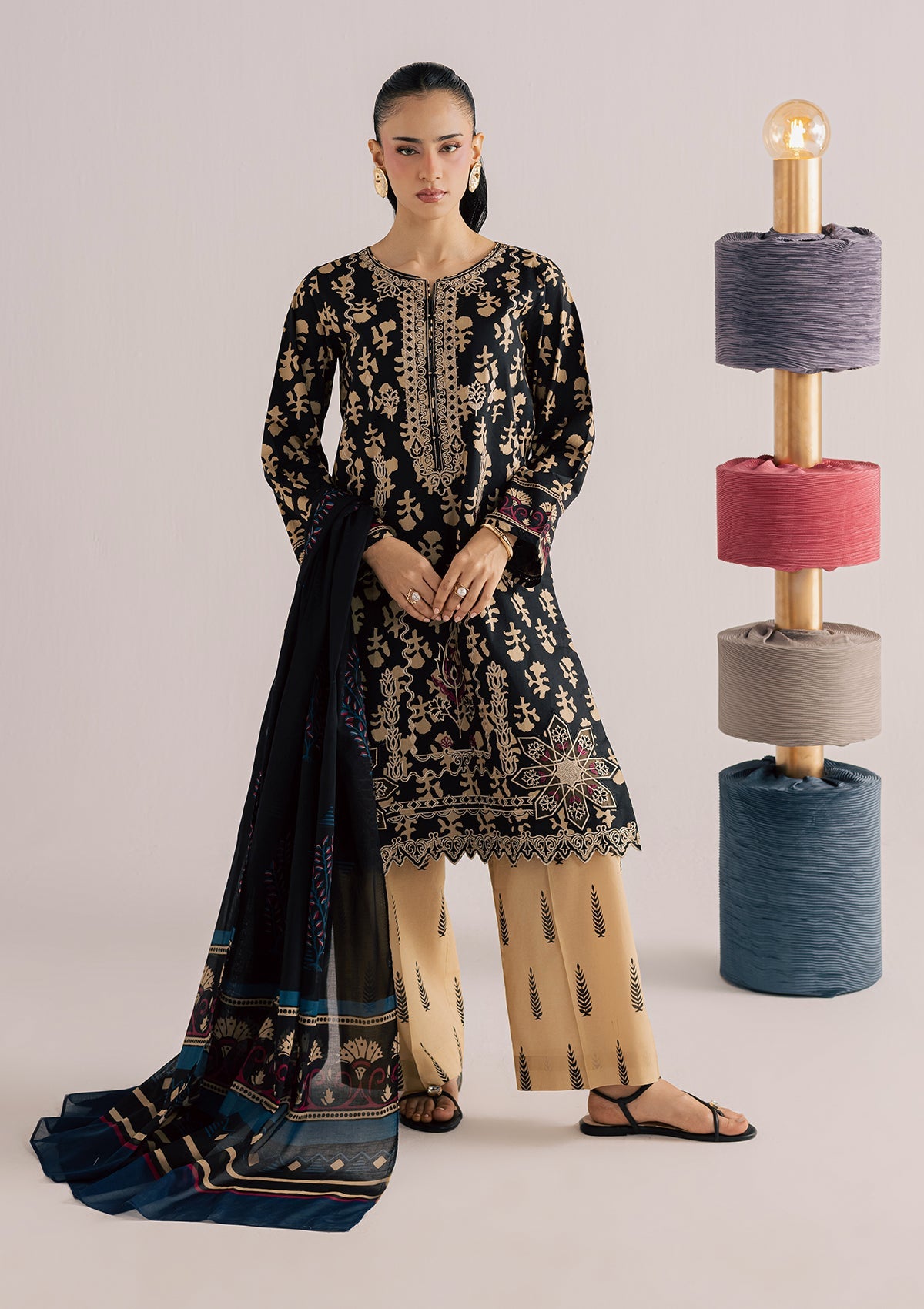 PRINTED EMBROIDERED LAWN BT006860-SNB