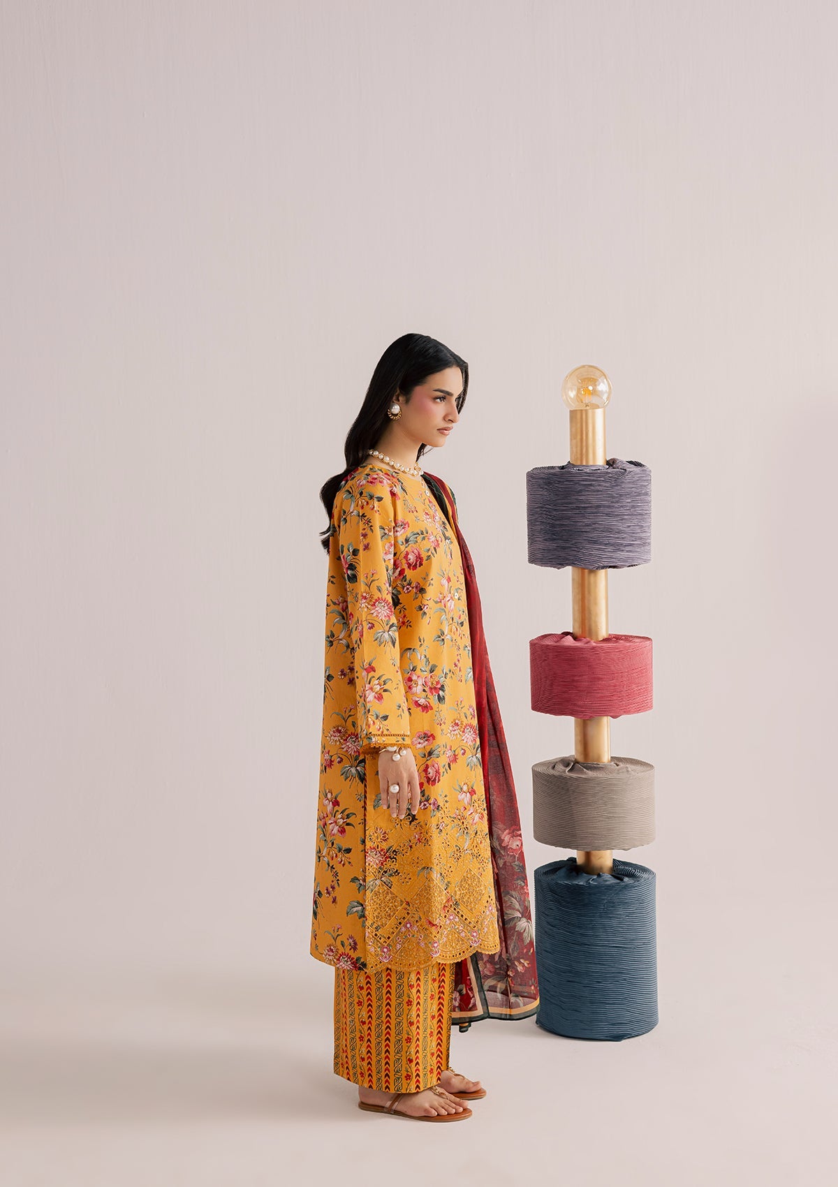 PRINTED EMBROIDERED LAWN BT006860-ORN