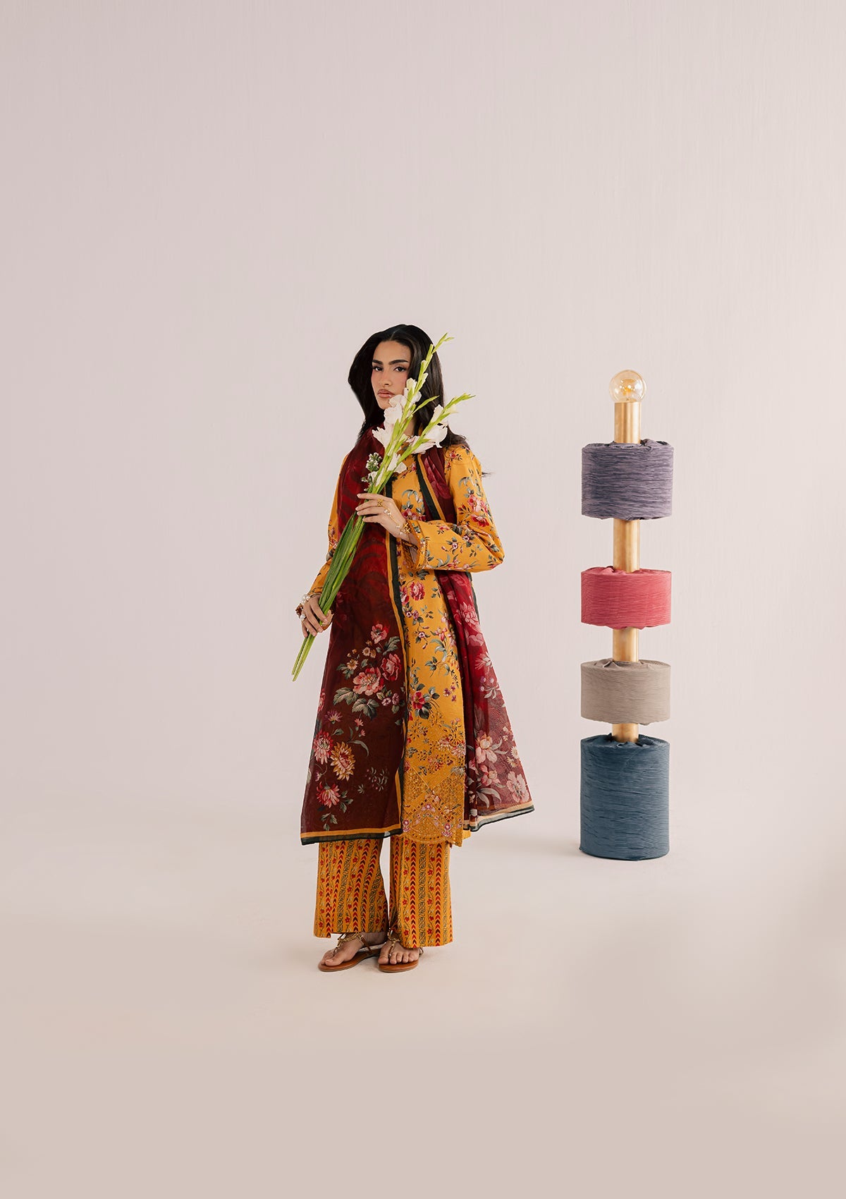 PRINTED EMBROIDERED LAWN BT006860-ORN