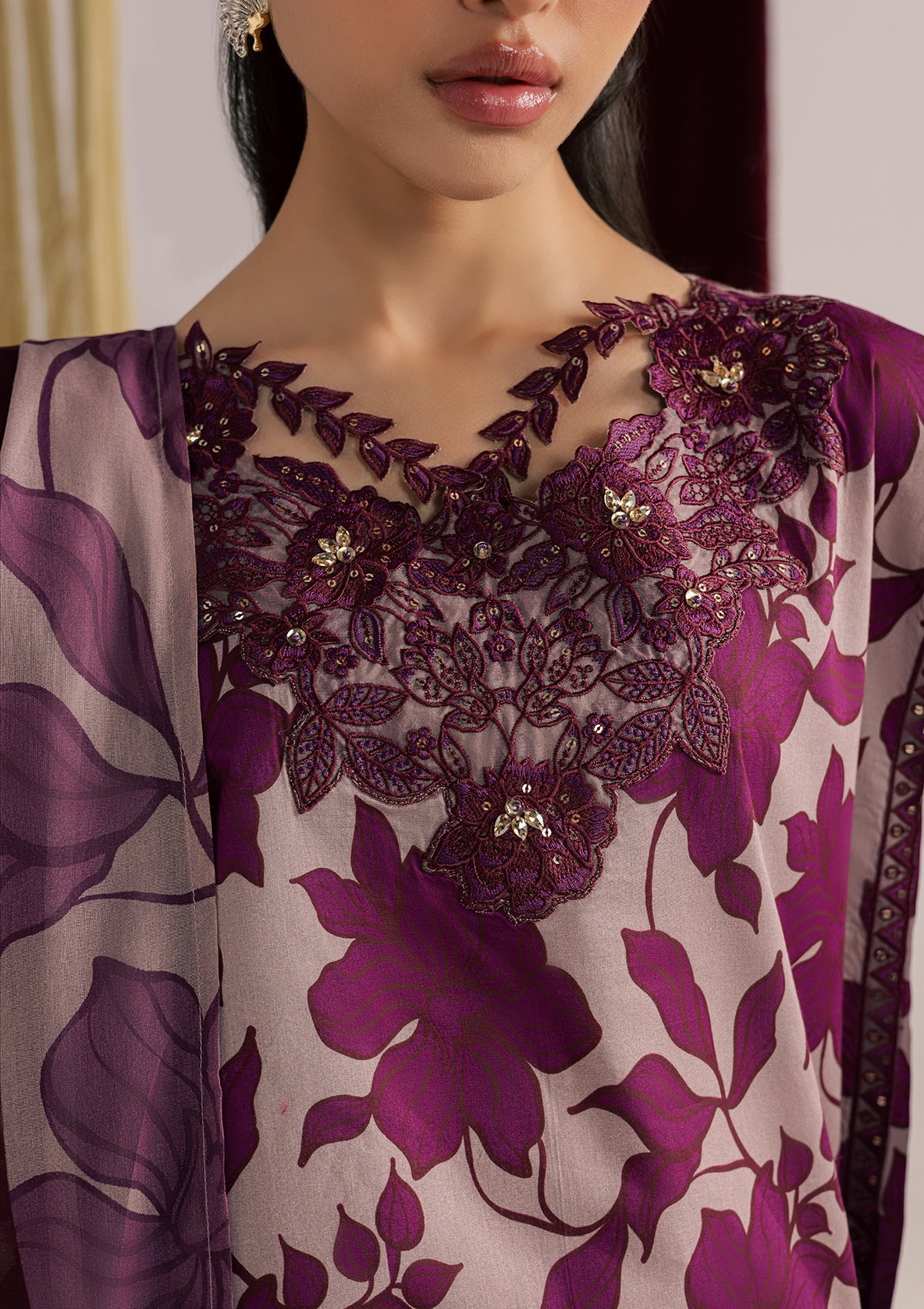 PRINTED EMBROIDERED LAWN BT006859-MGT