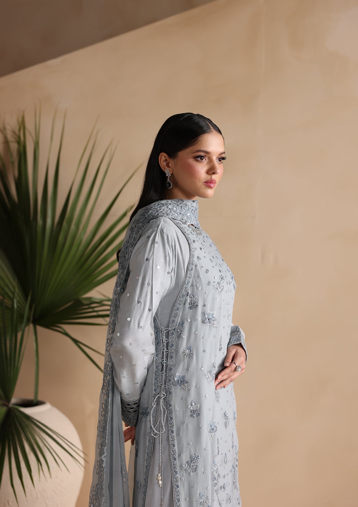 Embroidered Chiffon BT006676-L-BLU