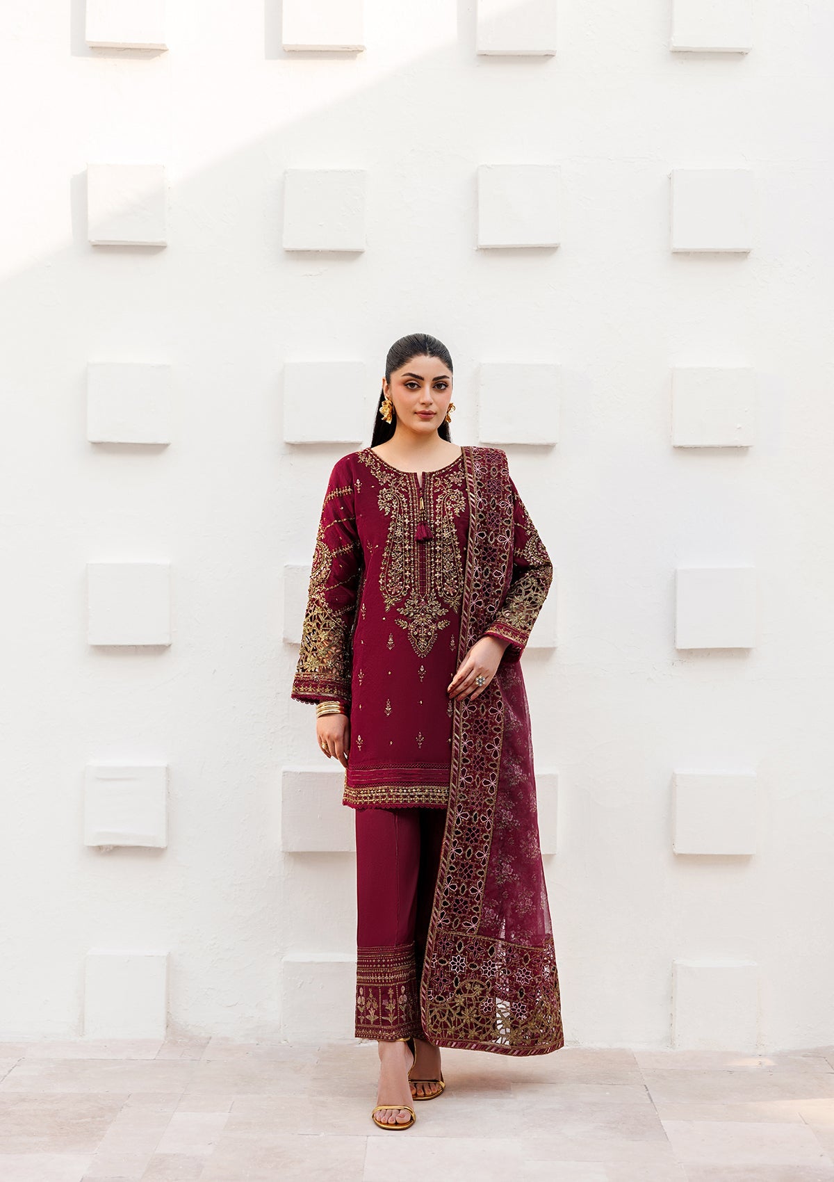 LUXURY Embroidered organza  BT006824-MRN