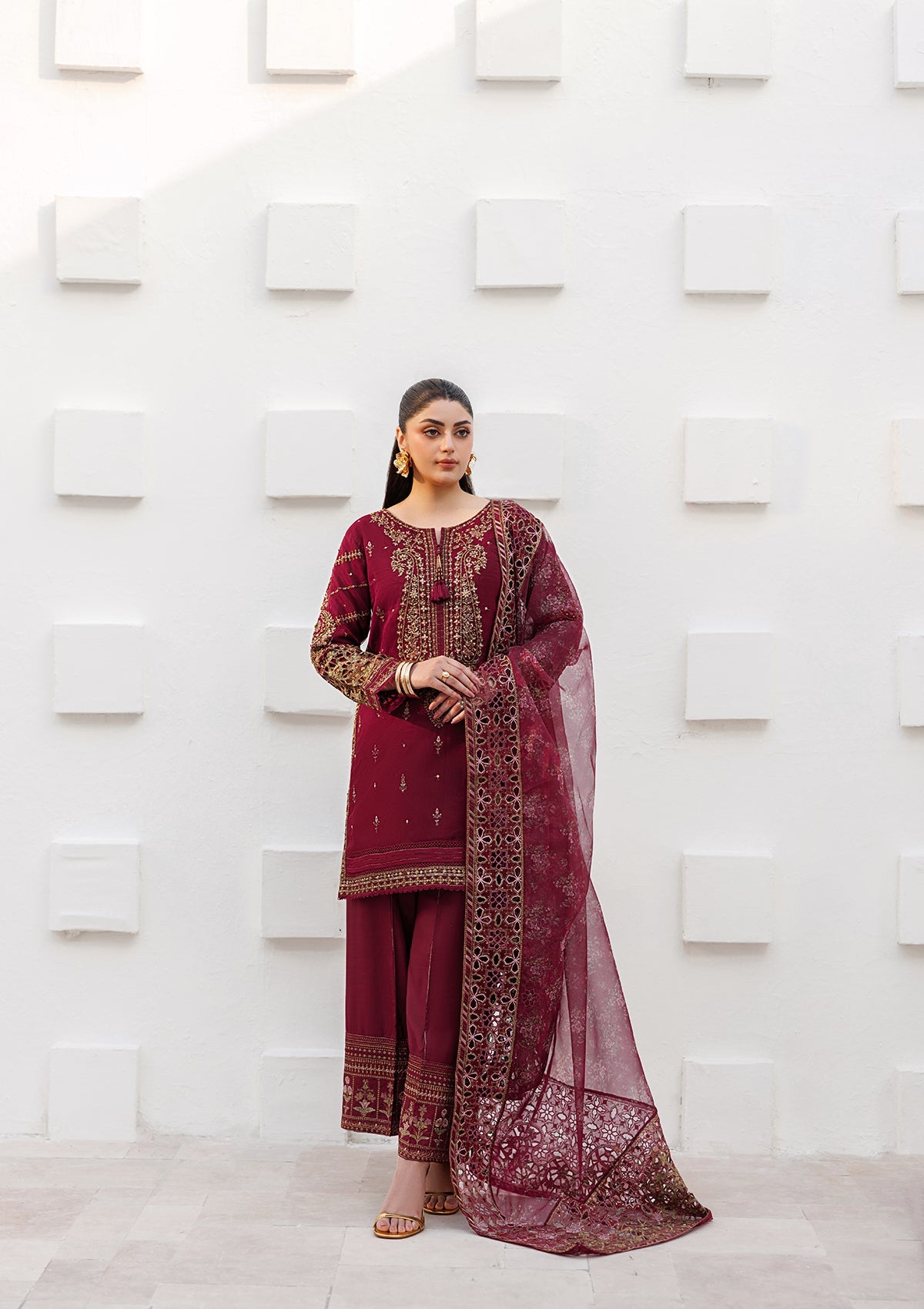 LUXURY Embroidered organza  BT006824-MRN