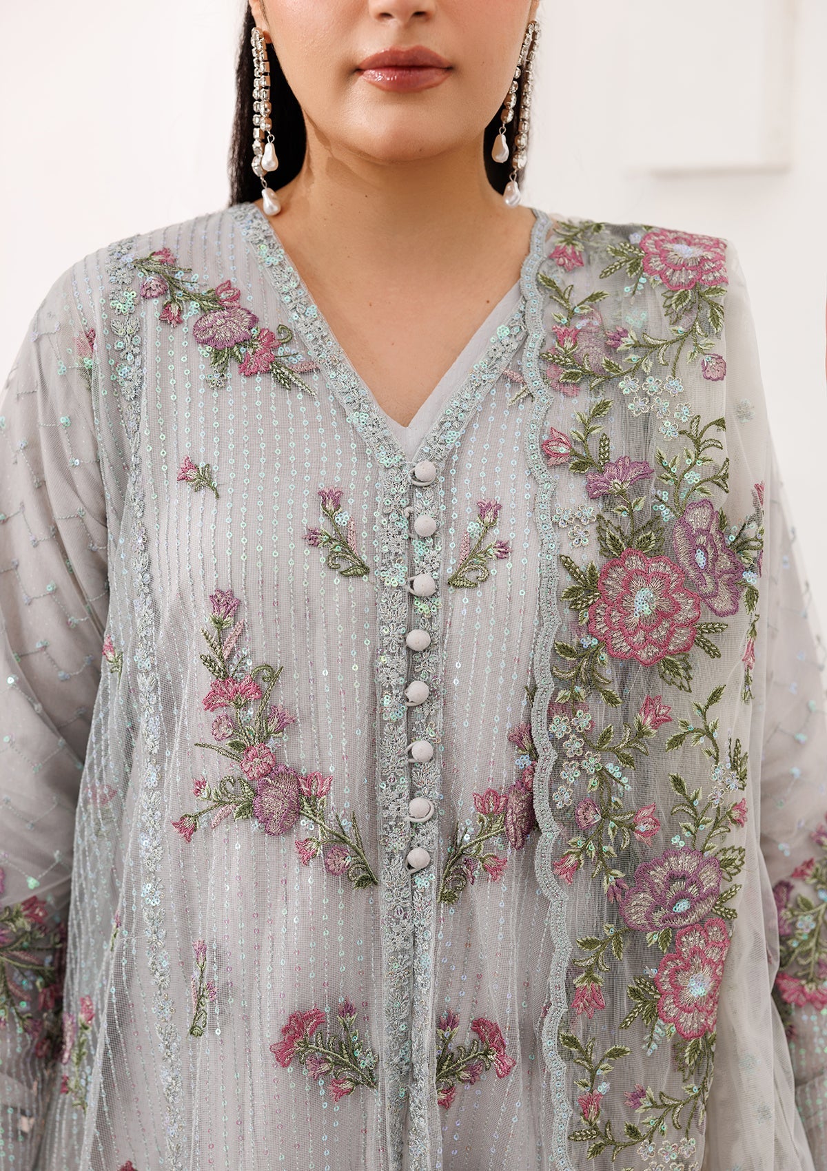 LUXURY Embroidered NET BT006823-GRY