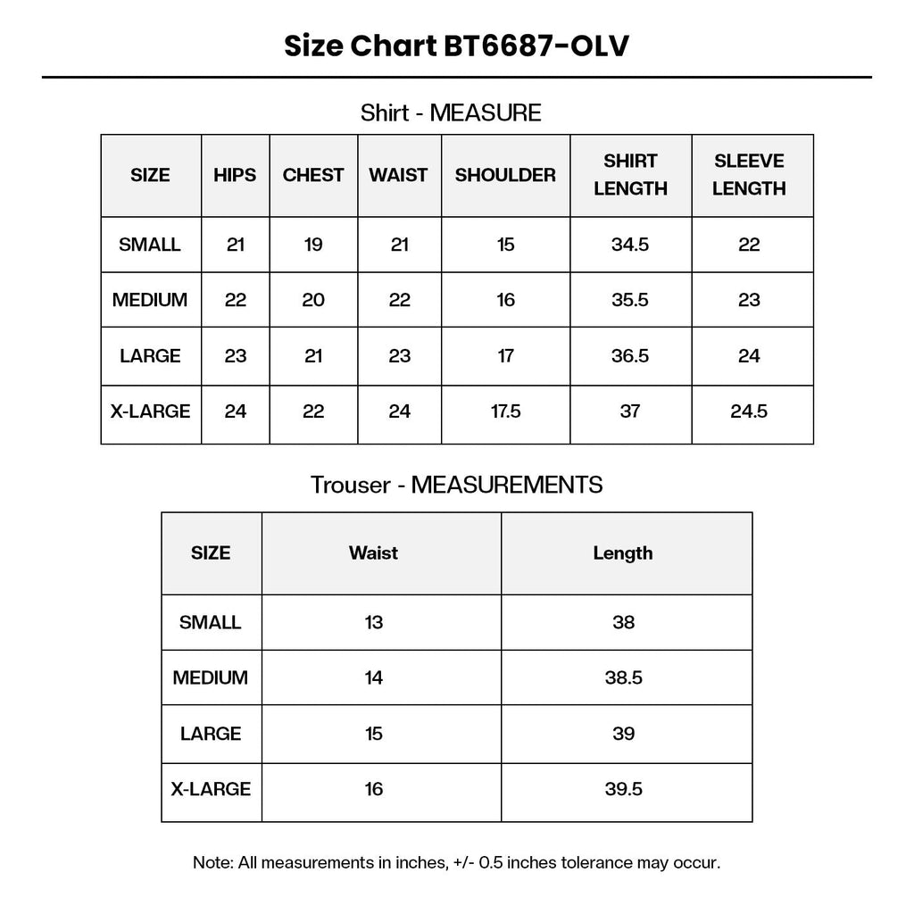 Embroidered Raw Silk BT6687-OLV Size Chart
