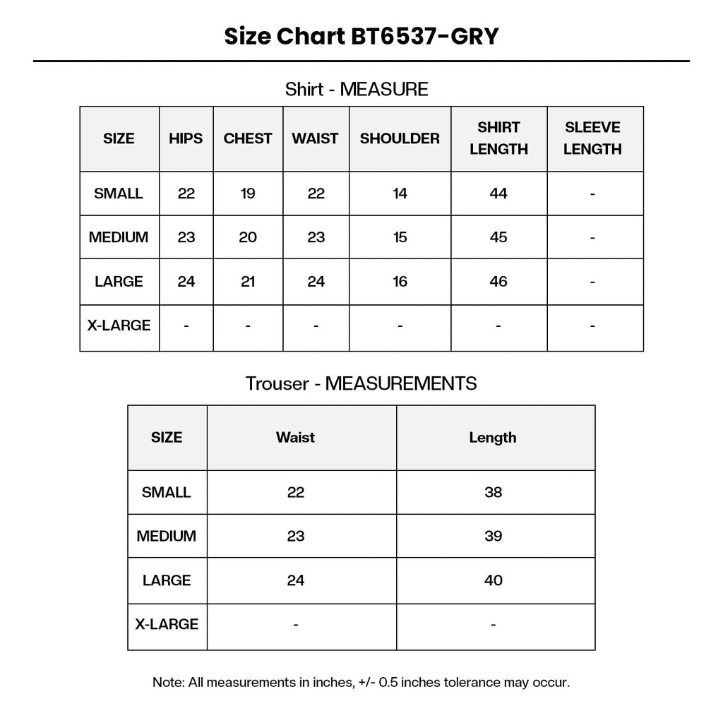 Embroidered Organza BT6537-GRY Size Chart