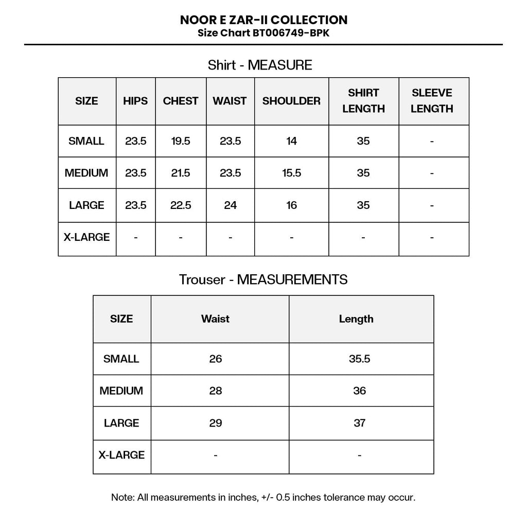 EMBROIDERED COTTON BT006749-BPK Size Chart