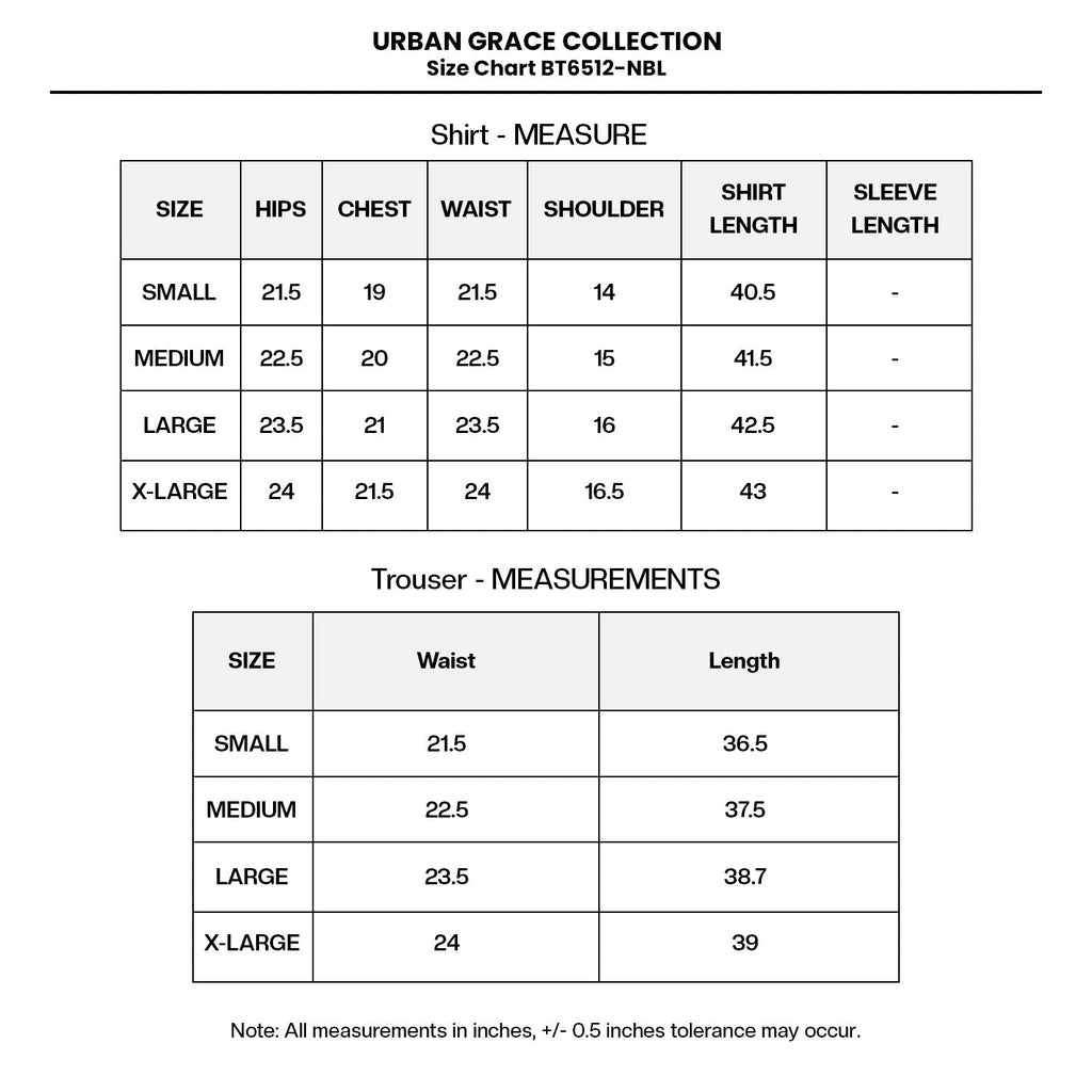 EMBROIDERED KHADDAR BT6512-NBL Size Chart