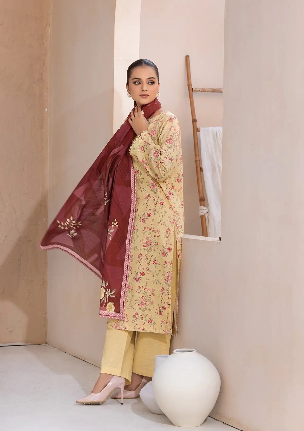 PRINTED KHADDAR BT6526-YLO Bin Tayyab