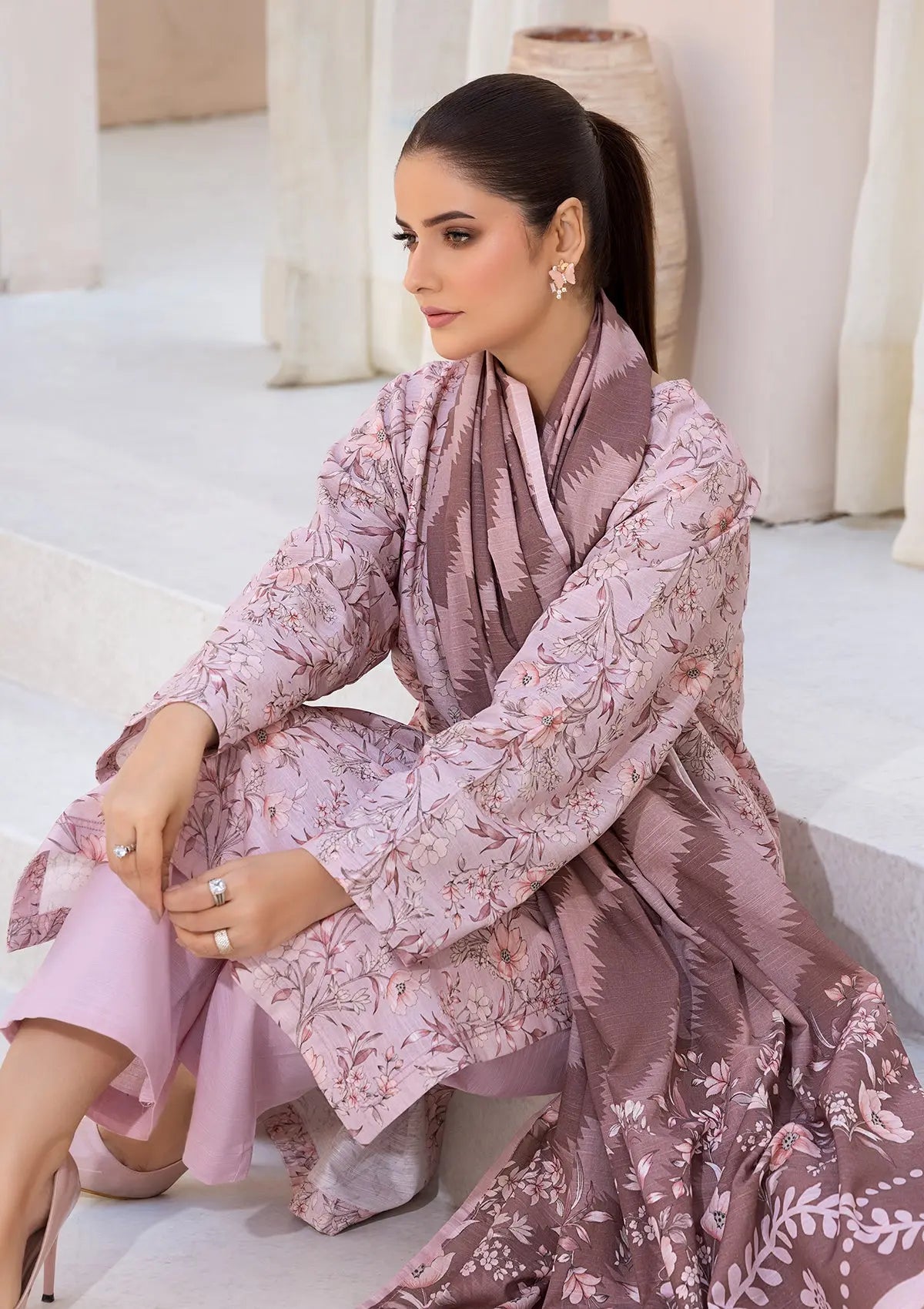 PRINTED KHADDAR BT6526-PNK Bin Tayyab