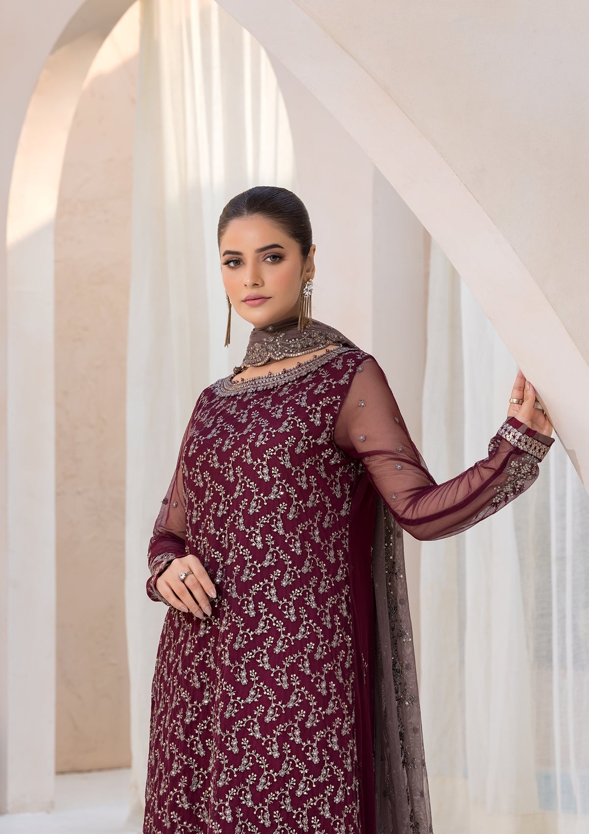 EMBROIDERED NET BT6622UN-BT6547-MRN
