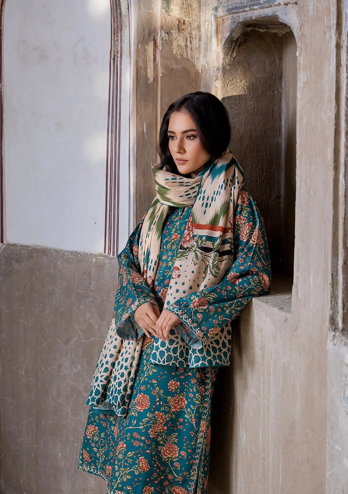 EMBROIDERED KHADDAR BT6512-CGN Bin Tayyab