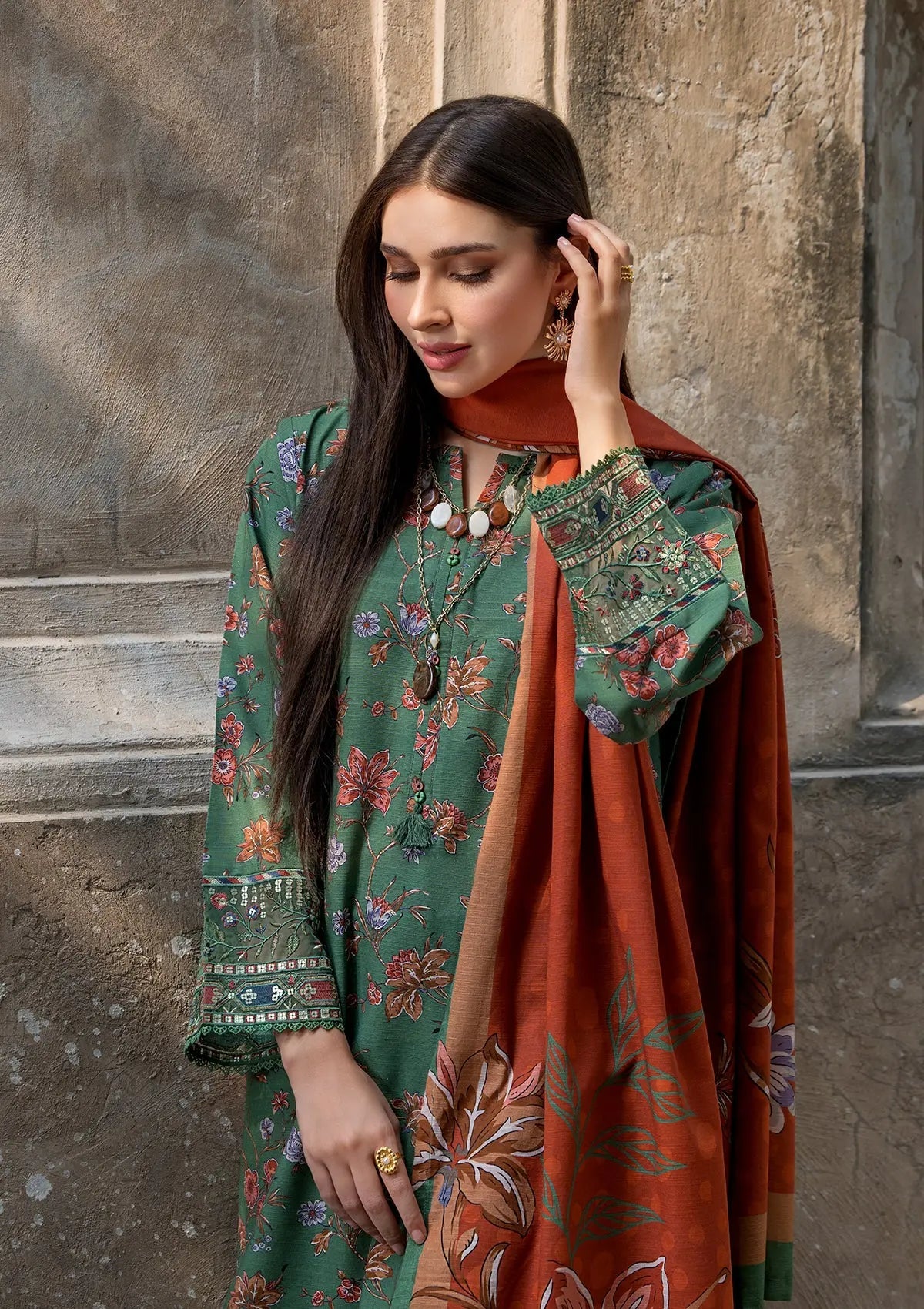 EMBROIDERED KHADDAR BT6513-GRN Bin Tayyab