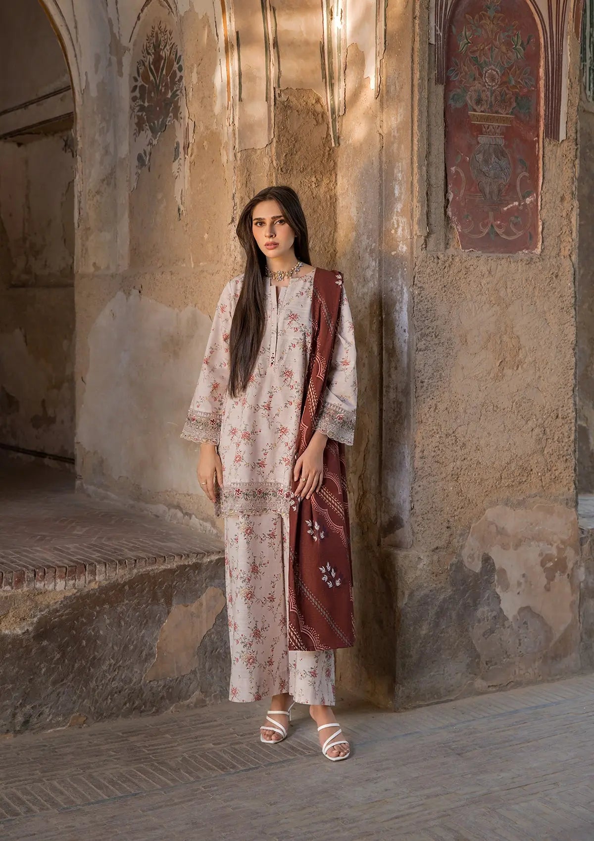 EMBROIDERED KHADDAR BT6513-CRM Bin Tayyab