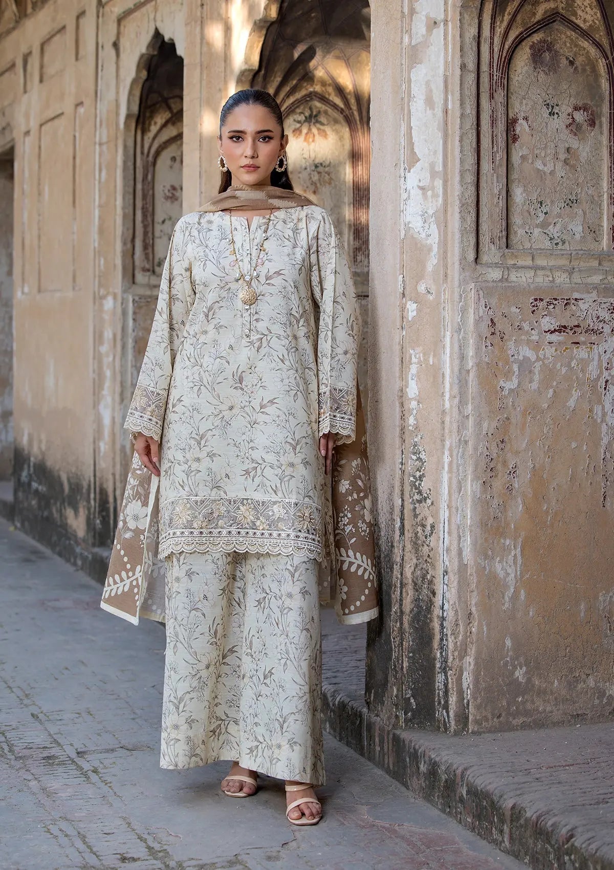 EMBROIDERED KHADDAR BT6513-SKN Bin Tayyab