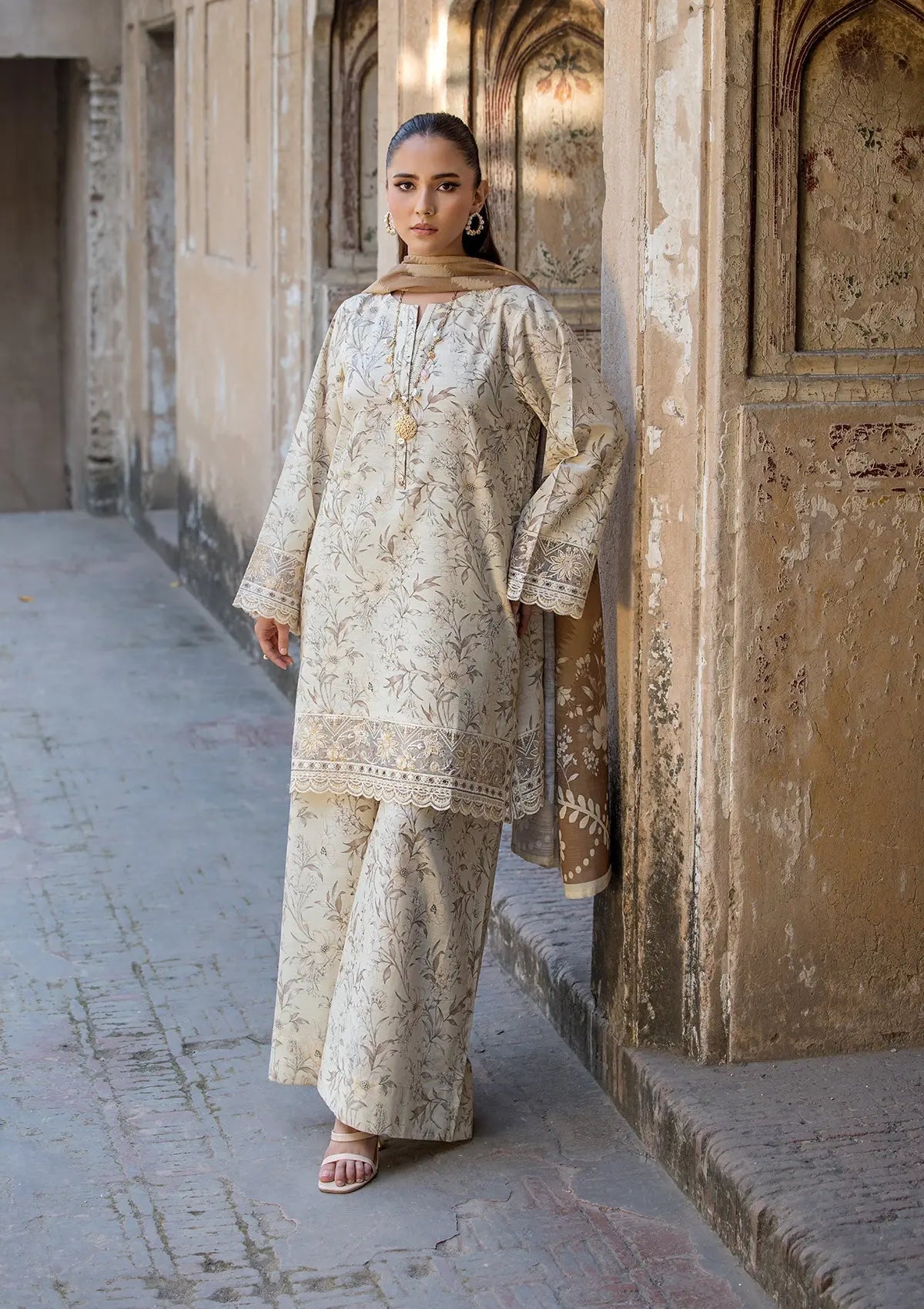 EMBROIDERED KHADDAR BT6513-SKN Bin Tayyab