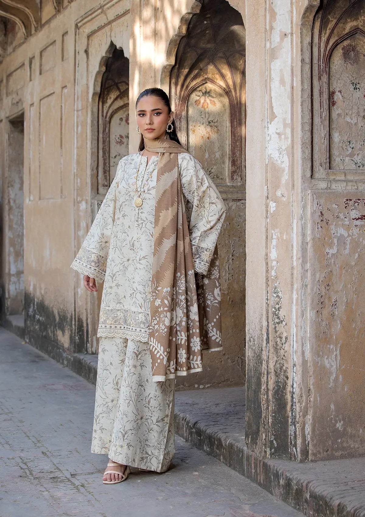 EMBROIDERED KHADDAR BT6513-SKN Bin Tayyab