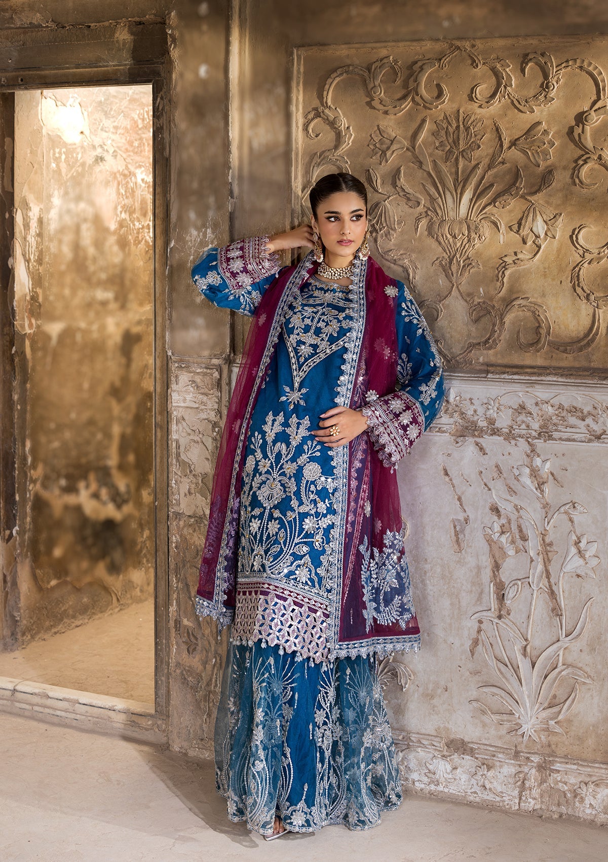 Embroidered Net BT6633-BLU