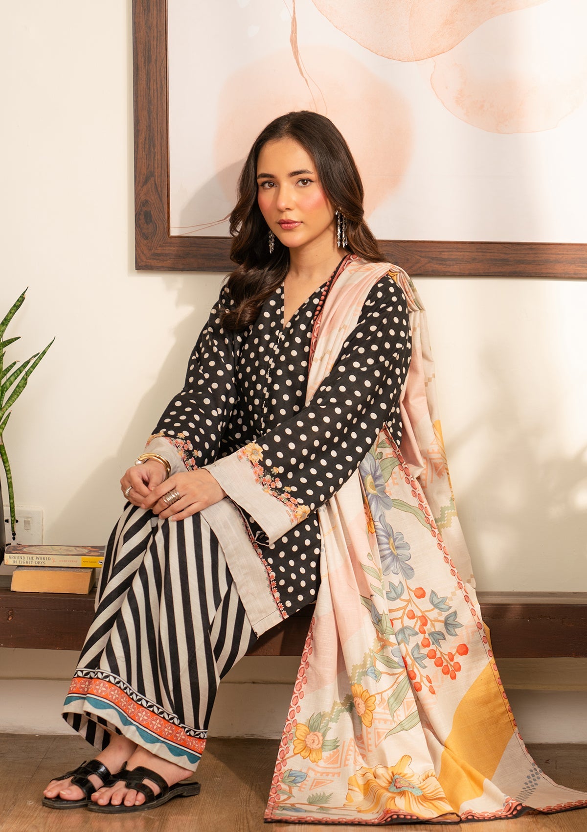 PRINTED KHADDAR BT006974-BLK
