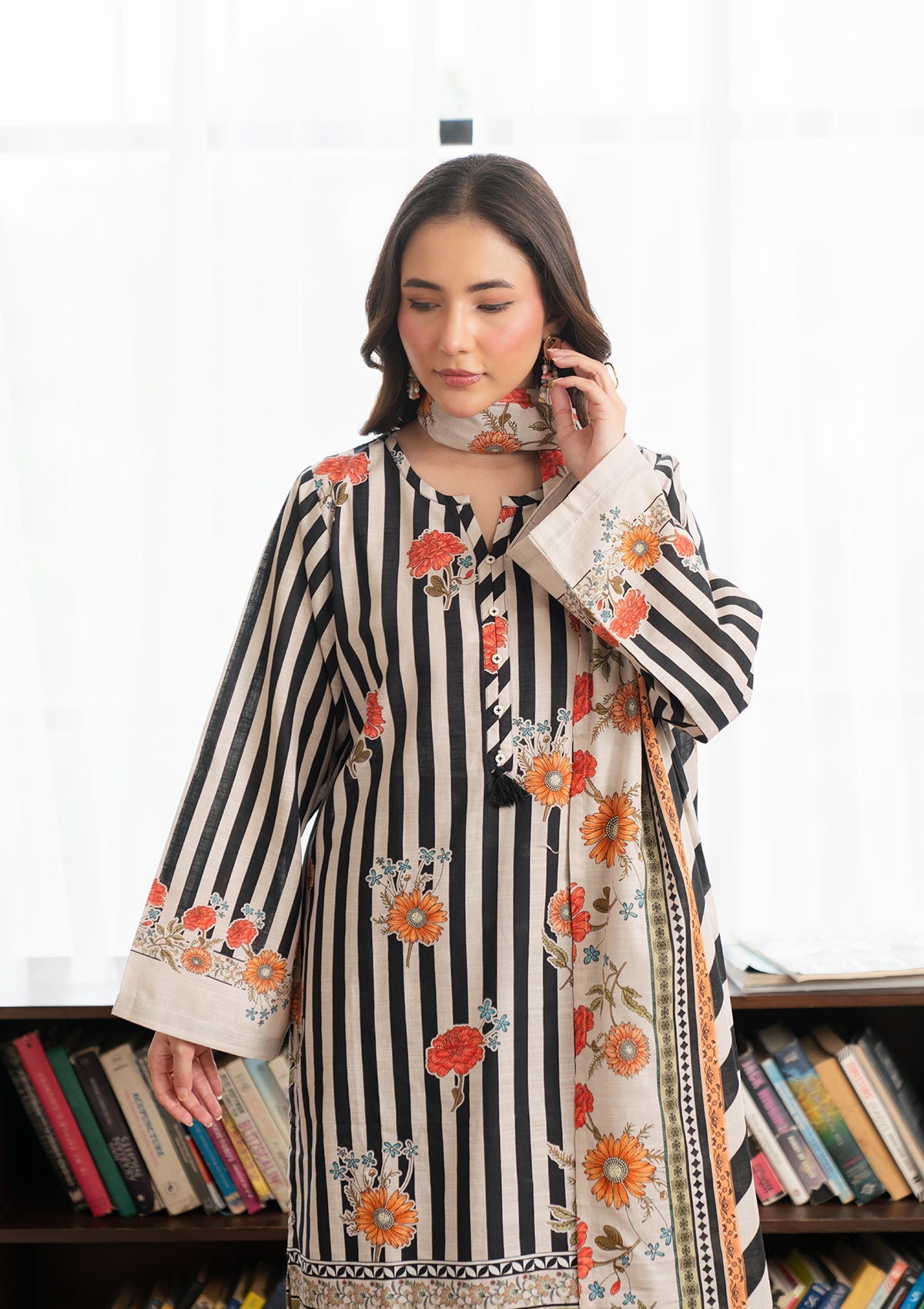 PRINTED KHADDAR BT006966-BLK
