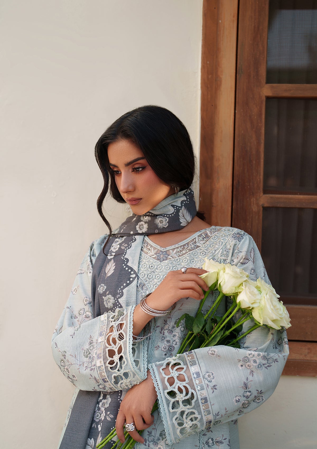 PRINTED EMBROIDERED Lawn BT006887-GRY