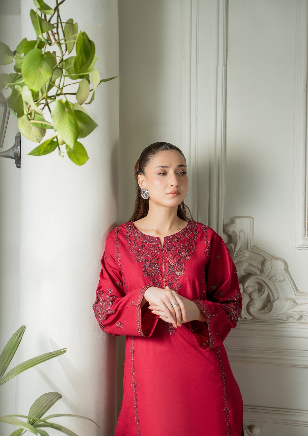 EMBROIDERED COTTON BT006832-RED