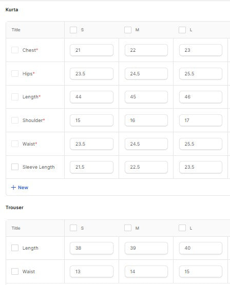 Embroidered Chiffon BT006679-BLK Size Chart