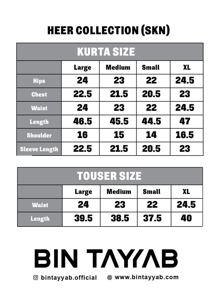 Embroidered Net (BT006487-SKN-UN6489) Size Chart