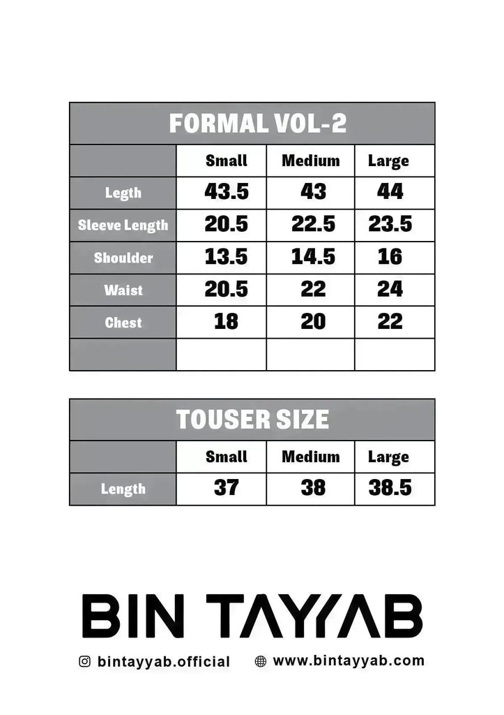EMBROIDERED KHADDAR (BT117-BT5948-GRN) Size Chart