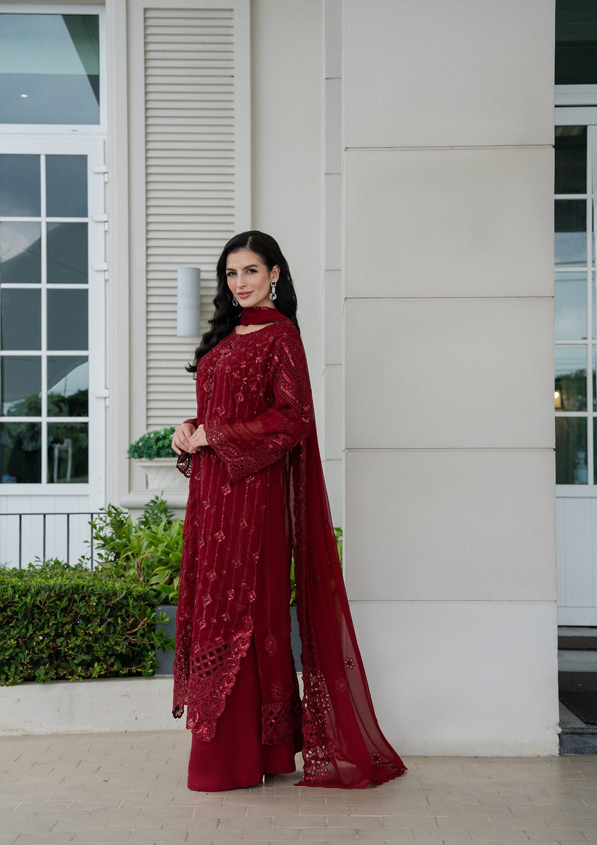 Embroidered Chiffon BT006981-MRN