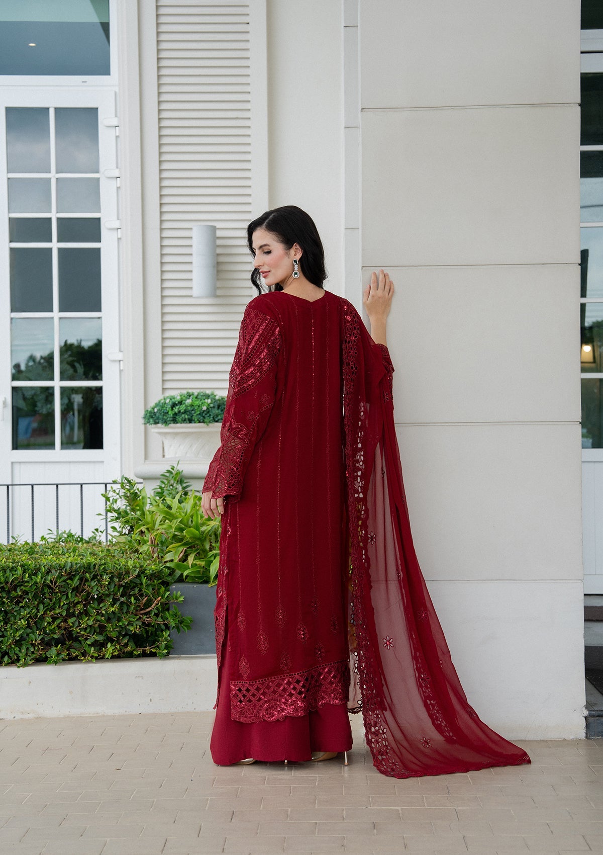 Embroidered Chiffon BT006981-MRN