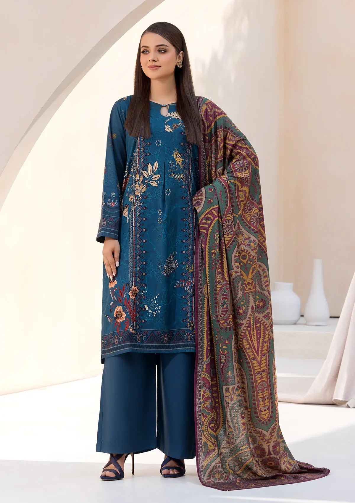 Printed Linen BT6545-BLU Bin Tayyab
