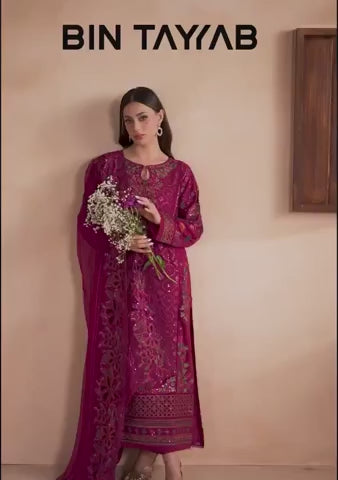 Embroidered Chiffon BT006677-MRN