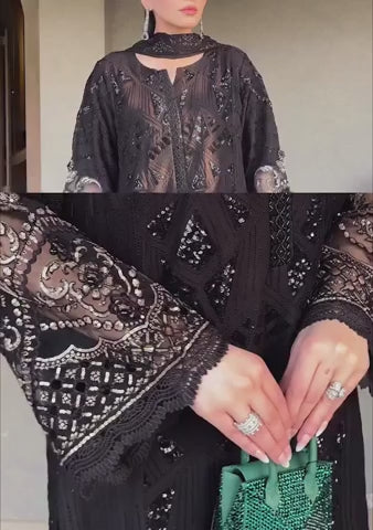 Embroidered Chiffon BT006679-BLK